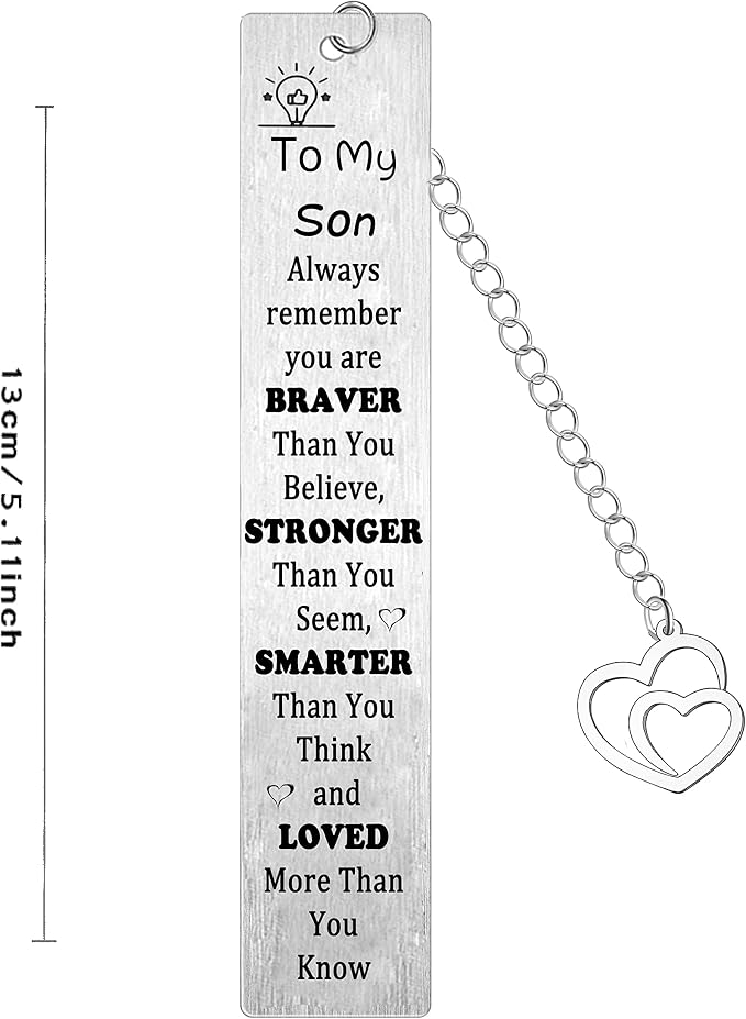 Son Bookmark Gifts Son Gifts Form Mum Dad Gifts for Son Inspirational Gifts for Men Boy You are Braver Than You Believe Son Birthday Christmas Gifts for Book Lover (Son Bookmark)