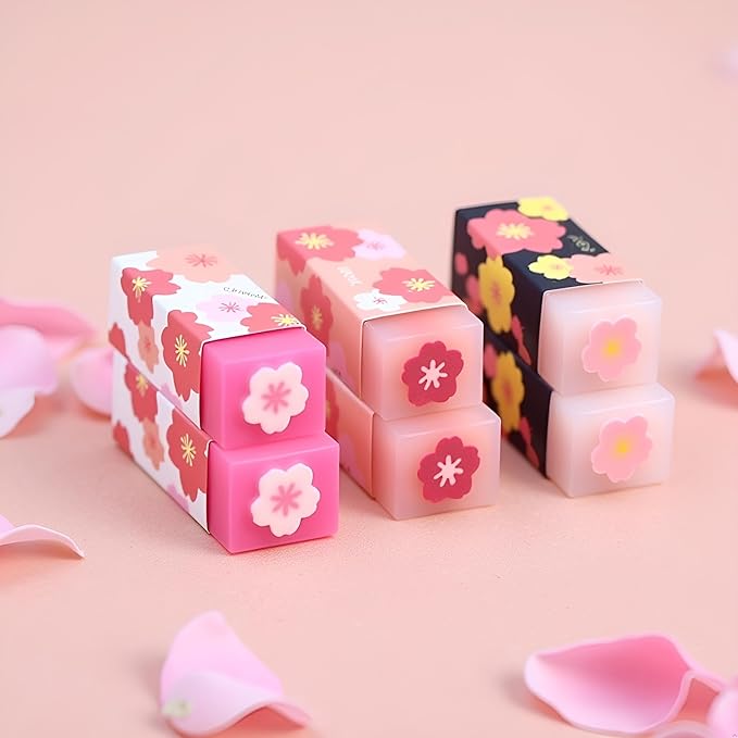 3 Pcs Pink Lovely Cherry Blossoms Rubber Erasers of Sakura Petal Sketch Painting Pencil Correction Tool School Office Stationery Supply Standard Pencil Erasers