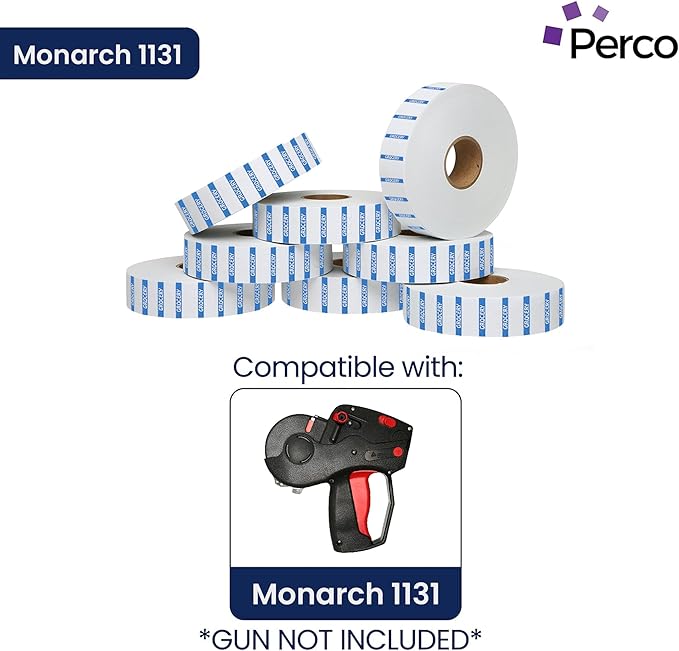 Monarch 1131 Blue Reverse Print on White Grocery Labels—8 Rolls, 1 Sleeve, 20,000 Labels for Monarch 1131 Price & Date Guns—with Tamper-Proof Design for for Supermarkets, Corner Stores & More—USA Made
