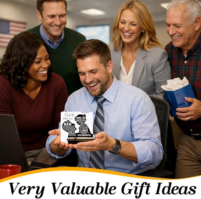 Father's Day Appreciation Gift for Dad - Multi-functional Desk Organizer - Motivational Best Dad wooden Sign for Office Desk Shelf Decor