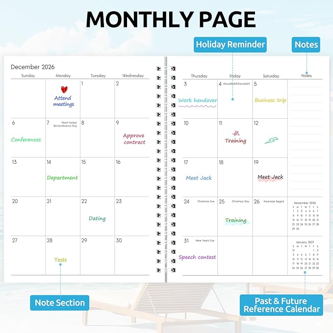 KONVINIT 2026-2027 Monthly Planner, 30 Months Calendar 2025 Planner - Runs From July 2025 Until December 2027-5.9'' x 8.4'' - Blue Monthly Planner 2025-2027 for Office Supplies