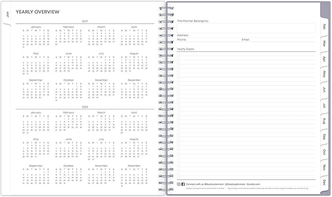 Blue Sky 2027 Monthly Planner Calendar, January 2027 - December 2027, 8" x 10", Flexible Cover, Laminated Tabs, Durable Twin Wire Binding, Rue Du Flore