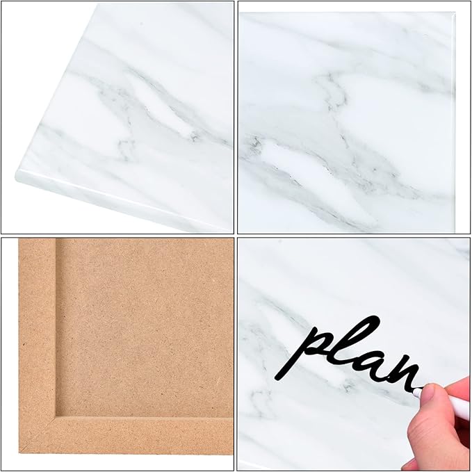 Marble Print Magnetic Dry Erase Board, 12 x 16 inches Decorative White Board for Wall with Design, Frameless Dry Erase Board for Wall, Magnets Included（DLS,4030,1pc）