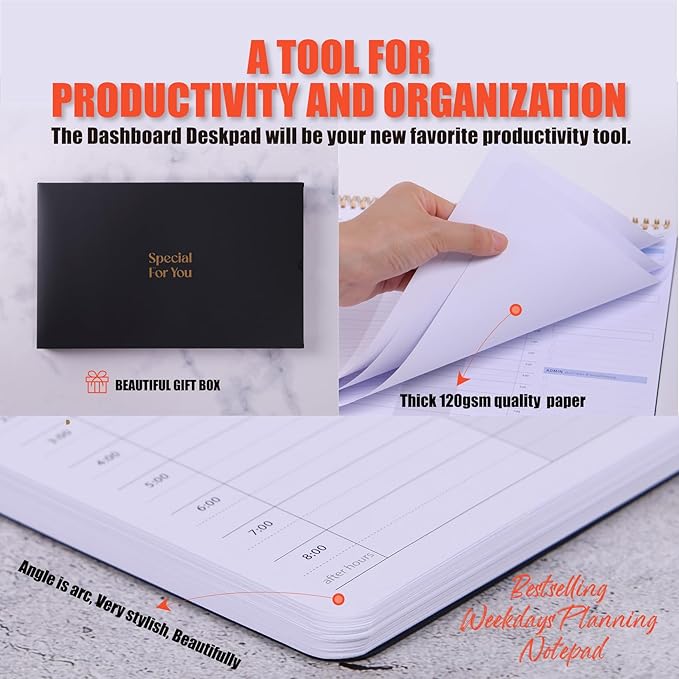 Undated Weekly Planner with Hourly Schedule - 54 Sheets Large Desk Appointment Book Is Great for Appointment-Based Jobs Like Real Estate, Personal Training, Photography, Students and Teachers
