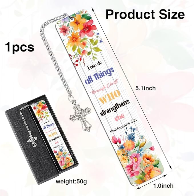 Christian Metal Bookmarks Gifts, Inspirational Verse Bible Bookmark, Religious Gifts for Women, Bible Study Supplies for Book Lovers Men Friend Bookworm, Christmas Graduation Gift