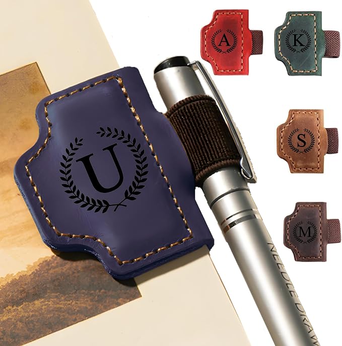 MOTEERLLU Custom Magnetic Bookmarks for Women Men, Leather Book Marker Gifts for Book Lovers, Readers, Teachers, Mom, Personalized Initial Bookmark Holder Page Marker for Reading