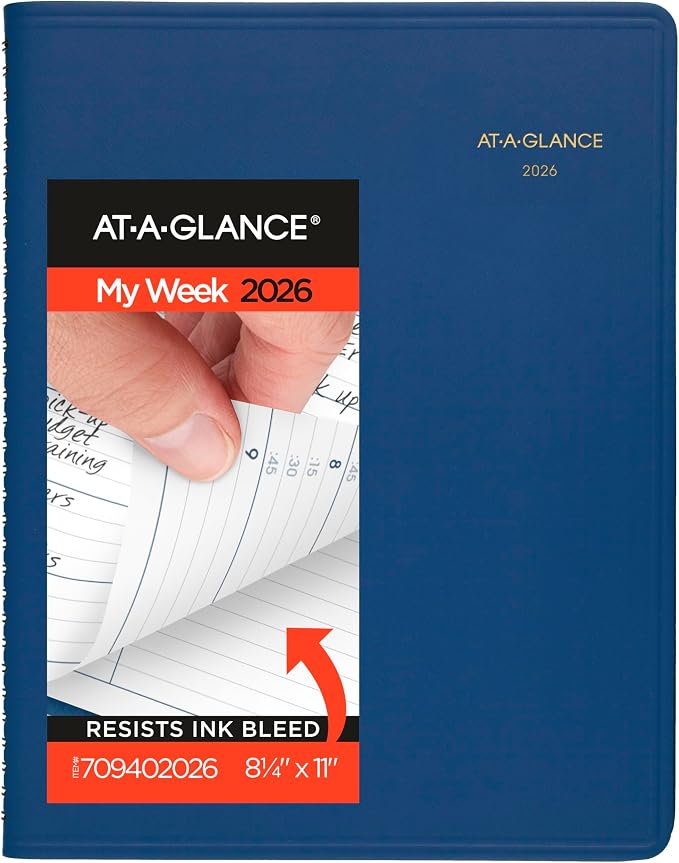 AT-A-GLANCE 2026 Appointment Book Planner, Weekly, 8-1/4" x 11", Large, Blue (709402026)