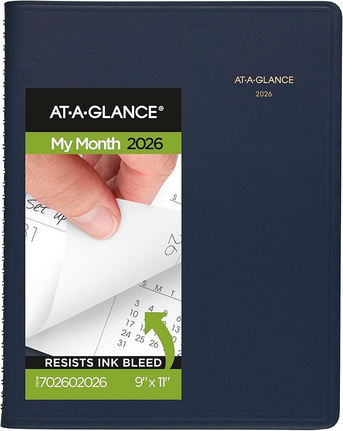 AT-A-GLANCE 2026 Planner, Monthly, 15-Month, 9" x 11", Large, Navy (702602026)