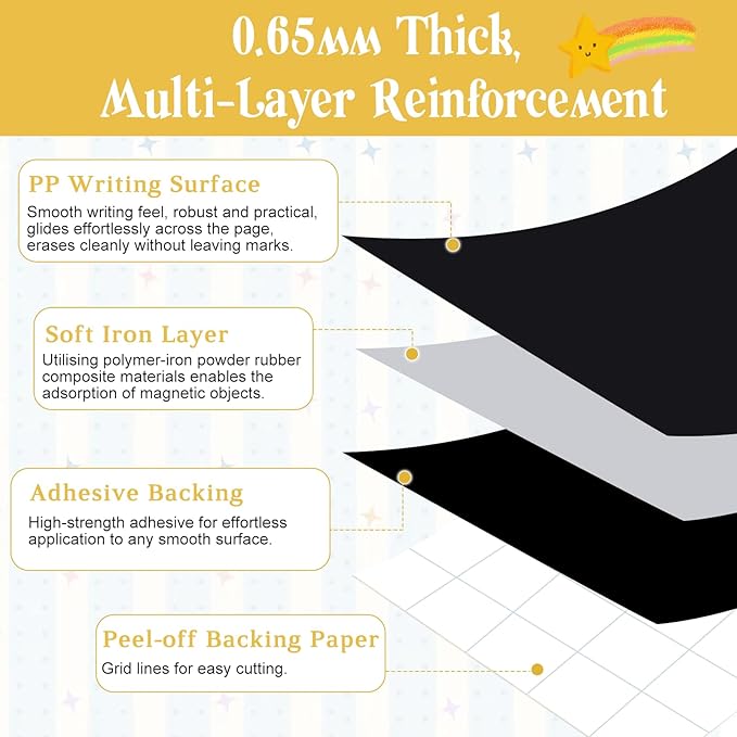 Arch Magnetic Wall Decal 48" x 23", Magnet Chalkboard for Wall, Magnetic Chalk Board Sticker, Chalk Wallpaper Peel and Stick for Playroom Classroom with Chalks, Wiping Cloth (Black)