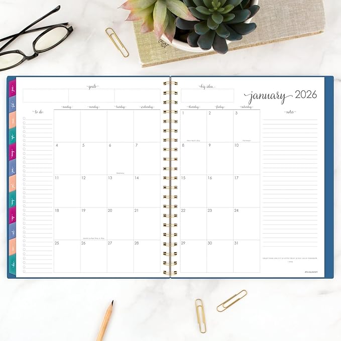 AT-A-GLANCE 2025 Planner, Weekly & Monthly, 8-1/2" x 11", Large, Harmony, Denim (1099-905-20-25)