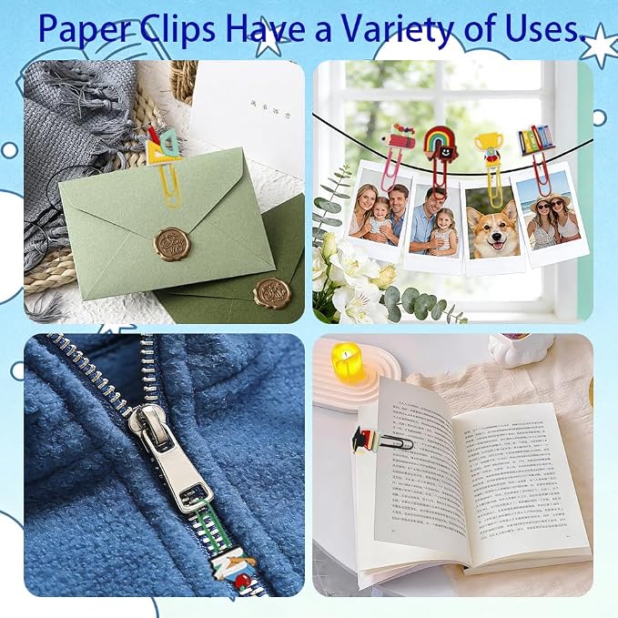 24PCS Back to School Teacher Gifts Supplies,Cute Paper Clips Thank You Teacher Gifts Paperclip Bookmark,End of Year School Office Supplies for Teachers for Graduation Christmas