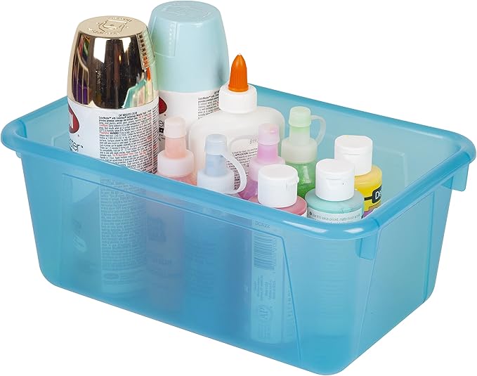 Storex Small Cubby Bin, 12.2 x 7.8 x 5.1 Inches, Candy Teal, 5-Pack (62480U05C)