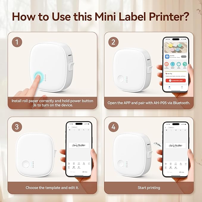 Label Tape 3PCS, Self-Adhesive Thermal Labels Refill Paper Roll for XenGro AH-P05 Mini Label Maker, 14mm X 40mm, for Home/Kitchen/Office Storage/Kid School Supplies, Black on White