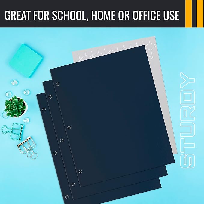 Better Office Products Two Pocket Portfolio Folders, 50-Pack, Navy Blue, Letter Size Paper Folders, 50 Pieces, Dark Blue