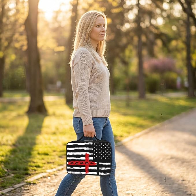 American Flag Jesus Cross Religious Bible Cover Case Carrying Book Protector Case Bible Study Supplies Accessories Holder Case Christian Gift for Women Men