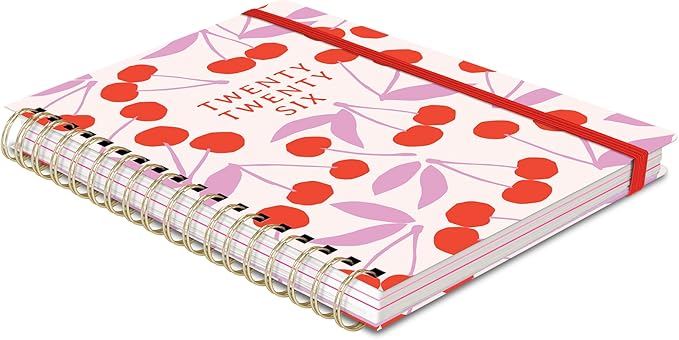 Orange Circle Studio Academic Planner 2026, Cherry Sweet, Tri-Tab Planners, 17-Month Triple-Section Weekly Monthly Planner Calendar for School or Work, Includes 96 Full Color Stickers, Note Pages