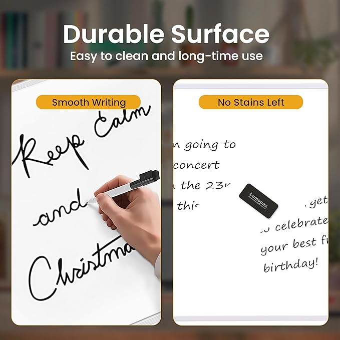 Dry Erase Board for Wall, 24" x 18" Double-Sided Hanging Whiteboard, Dry Erase White Board with 6 Markers 6 Magnets and 3 Mini Sticky Notes,Magnetic Whiteboard for Home,Office, School