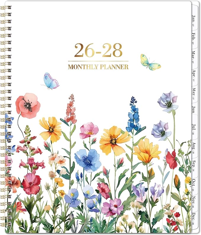 2026-2028 Monthly Planner/Calendar - 2 Year Monthly Planner 2026-2028, Jul. 2026 - Jun. 2028, 9" × 11" Calendar Planner 24 Months with Tabs, Twin-Wire Binding, Double-Side Pocket, Holiday ＆ Note Pages