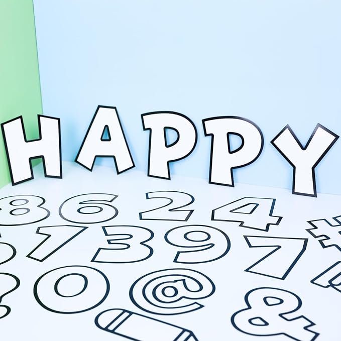 249 Pcs Bulletin Board Letters Set, 4 Inch Colorful Alphabet Numbers & Punctuation Cutouts with Adhesive Dots for Classroom Wall & School Decor (White)