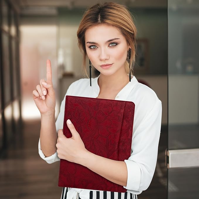 Elegant Multi-Function Leather Portfolio Organizer with A4 Notepad, Tablet and Phone Holders – Perfect for Business Professionals, Students, and Entrepreneurs – Ideal for Meetings, Conferences
