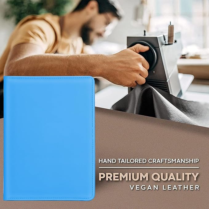 Junior Padfolio Folder - A5 Portfolio Binder Case with 5 x 8 Writing Pad and Interior Storage Pocket Executive Business Organizer for Men Women,Blue