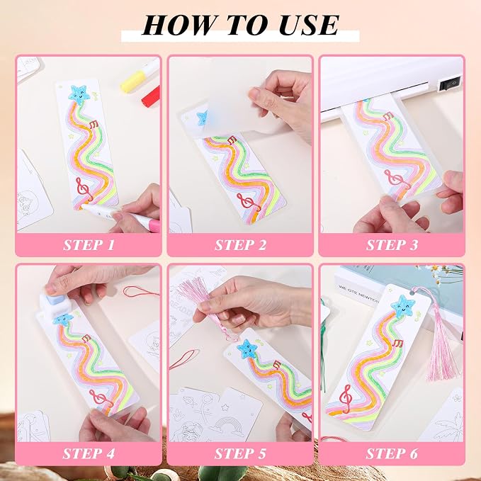 451Pcs DIY Bookmark Making Kit, 12 Mil Bookmark Laminating Pouches with Watercolor Bookmarks to Paint, DIY Projects Party Favor Gift for Women Book Lovers(Without Laminating Machines)