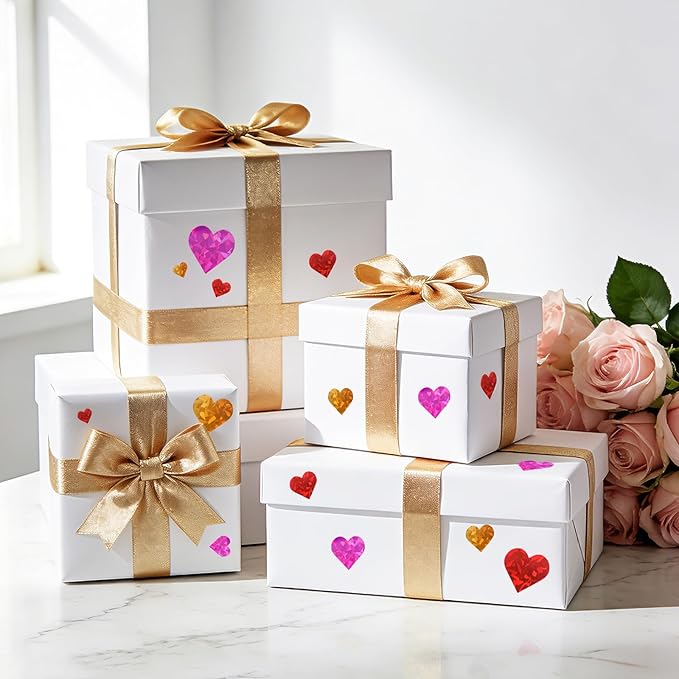 Anwyll 3000Pcs Heart Stickers - 1/2Inch Holographic Colored Heart Stickers Tiny Mini Small Heart Shape Sticker Self Adhesive Happy Valentines Day Heart Love Sticker for Envelope Card Crafts Gift Wrap