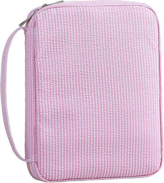 Bible Covers for women, Bible Case, Bible Bag with Top Handle, Stripe Bible Bag Proteceive Book Case, Bible carrying Church Bag for Christian Gifts(Pink)