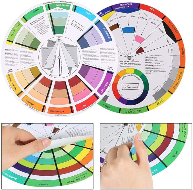 Chromatic Circle Of Colors - Color Wheel, Pocket on Color Mixing, Color Wheel Paper Card Supplies, 23.5cm Art Class Teaching Tool
