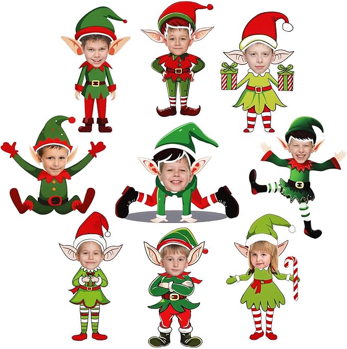 Gersoniel 72 Pcs Christmas Elf DIY Paper Cutouts Xmas Bulletin Board Decoration Christmas Cutouts Cartoon Decoration for Xmas Holiday Festival Party DIY Supplies Photo Crafts Home Decor