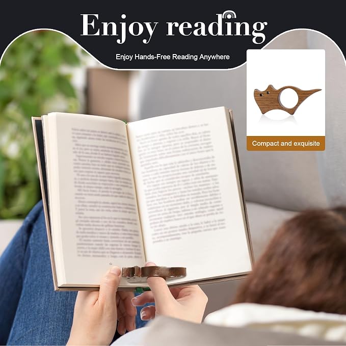 Thumb Book Page Holder, Page Holder for Reading, Cat-Shaped Walnut Wood, Smooth One-Handed Reading Accessory for Book Lovers