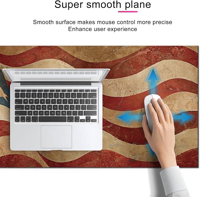 HOMETITUTE Mouse Pad XL Large Desk Mat 31.5 x 11.8 Inch American Flag Extended Keyboard Pad Non Slip Computer Mat Waterproof Gaming Mouse Pad Vintage Patriotic Mousepad for Office Home