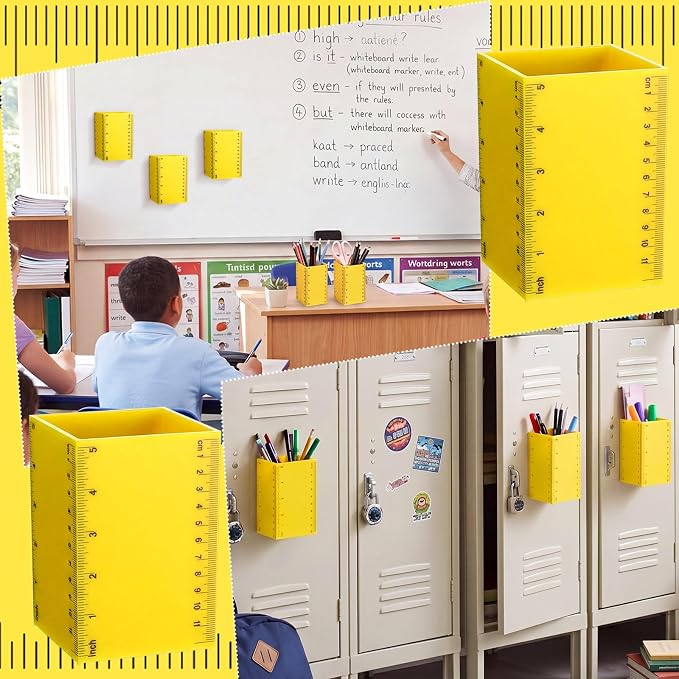 6 Pcs Ruler Classroom Decor Classroom Magnetic Storage Boxes Magnetic Storage Containers Plastics Pen Holder for Refrigerator Whiteboard Home Office School Organizer Supply