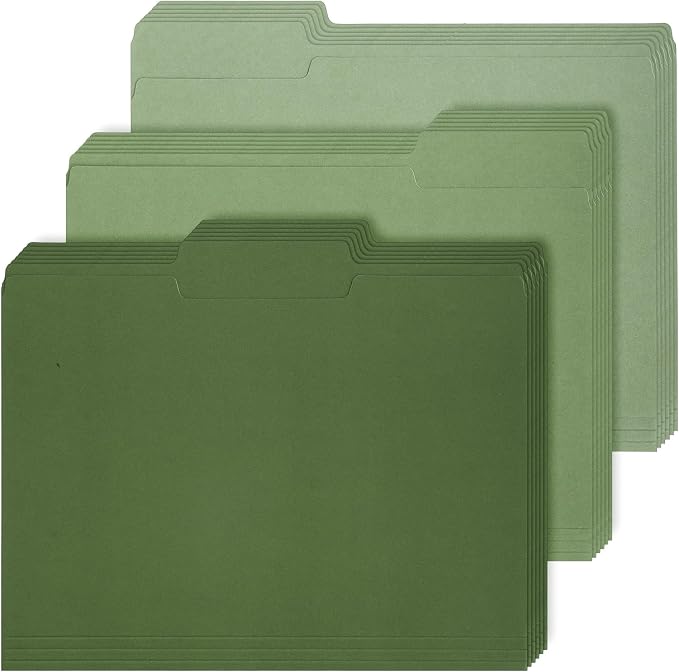 Whaline Sage Green File Folders Letter Size 12 Packs 3 Colors Gradient Green File Pockets with 1/3 Cut Tab for Home Office Classroom Supplies, 8.9 x 11.6 Inch