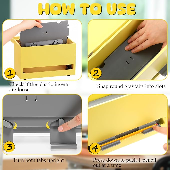 Yalikop 1 Pc Wooden Pencil Dispenser for Classroom Pastel Wood Pencils Holder for up to 200 Pencils Reusable Straw Dispenser for Home Office Teachers Supplies Storage (Classic,Cream Yellow)