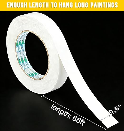 Double Sided Fabric Tape Heavy Duty, 0.6 inch x 65ft Strong Adhesive Removable No Residue Fabric Tape for Clothing, Hemming Tape for Curtains