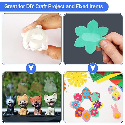 JANYUN 140 Pcs Double Sided Sticky Dots Removable Square Putty Clear Double Sided Tape for Crafts No Trace Sticky Tack Adhesive Tape (8 x 10 mm)