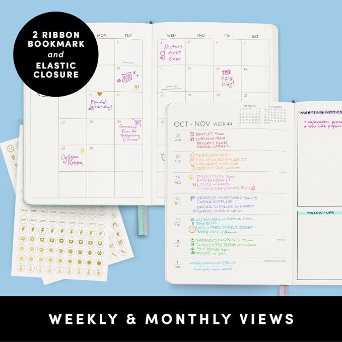 PAPERAGE 2026 Weekly & Monthly Planner, 12 Months (January 2026 - December 2026), 5.6 in x 8 in, Hardcover 2026 Planner with Weekly & Monthly Spreads, Note Pages, Stickers & Back Pocket – Raspberry