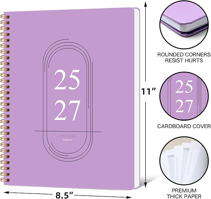2026-2027 Monthly Planner, Jan 2026-June 2027, A4 (8.5" x 11"), 2 Year Monthly Planner, 24 month Calendar, Simple Calendar Planner Notebook Cardboard Cover, Suitable for Schools & Offices,Purple