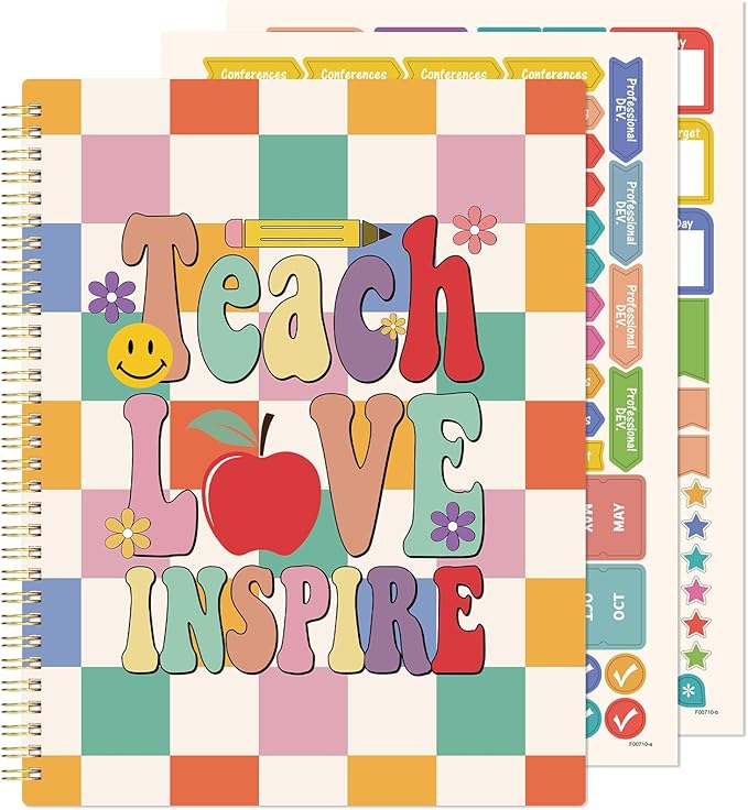 Teacher Planner - Undated Teacher Planner, 8.5" x 11", Lesson Plan Book With Stickers, Class Schedule, Weekly Calendar, Great for School