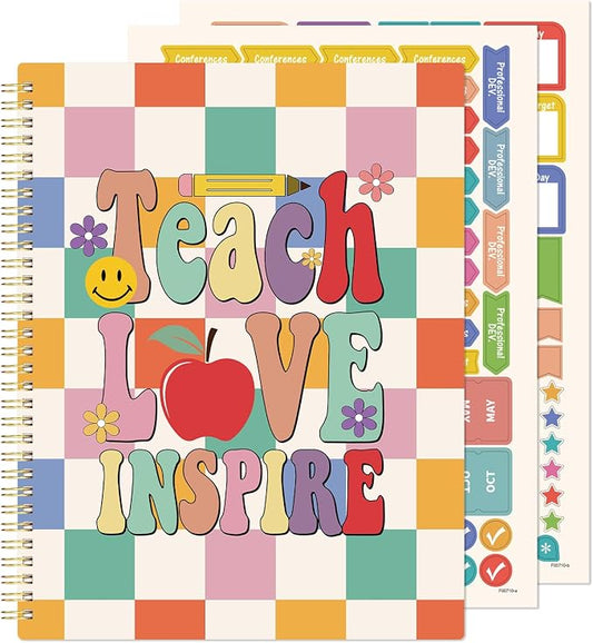 Teacher Planner - Undated Teacher Planner, 8.5" x 11", Lesson Plan Book With Stickers, Class Schedule, Weekly Calendar, Great for School