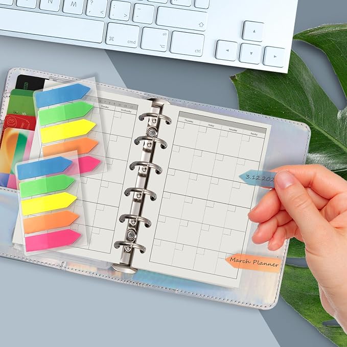 Harphia A7 6-Hole Binder Refill Value Set: 90-Sheet Monthly Plan Loose Leaf Paper with Stickers and Dividers, Planner Insert with Binder Pockets