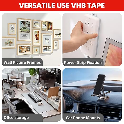 3M Double Sided Tape Heavy Duty 1in X 9.85ft, Heavy Duty Removable Mounting Tape for Wall, White Sticky Foam Tape, Picture Hanging Strips & Poster Hanger, Waterproof Adhesive Strips, Carpet Tape