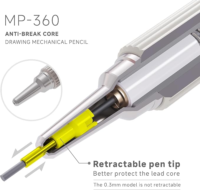 languo 0.9mm Mechanical Pencil Set with Case, 4PCS Drafting Mechanical Pencils Kit – 4 Tubes HB Lead Refills, 3 Erasers, Ideal Pencil Set for Writing & Drawing