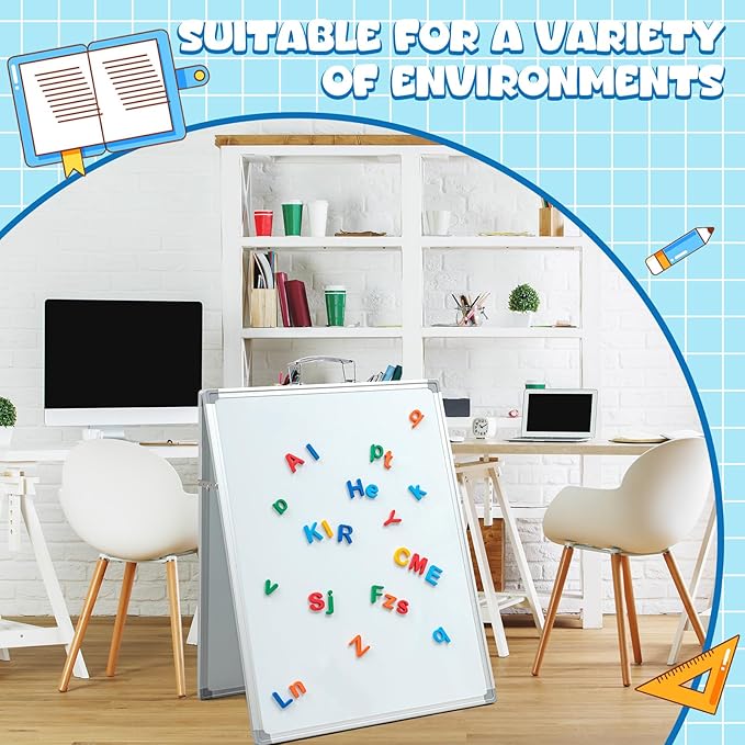 Lincia 36 x 24 Inch Portable Dry Erase Board with Stand, Foldable White Board Double Sided Whiteboard Easel, Silver Aluminum Frame with Metal Handle for Office Home School Teaching Demonstration