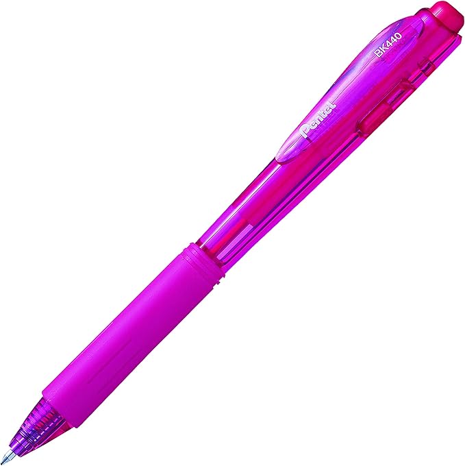 Pentel Wow! Retractable Ballpoint Pen, (1.0mm), Medium Line, Pink Ink, Box of 12 (BK440-P)