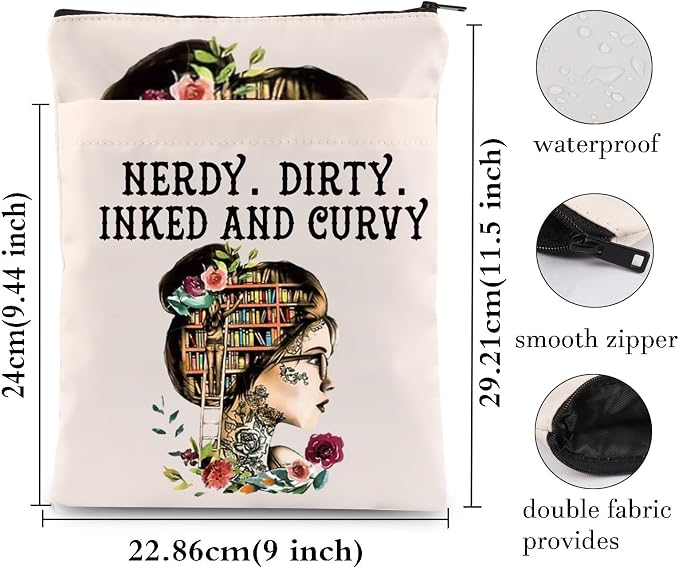 KEYCHIN Reading Lover Book Sleeve Book Club Librarian Gifts Nerdy Dirty Inked and Curvy Book Cover Book Lover Gifts Book Covers for Paperback (Nerdy Dirty BS)