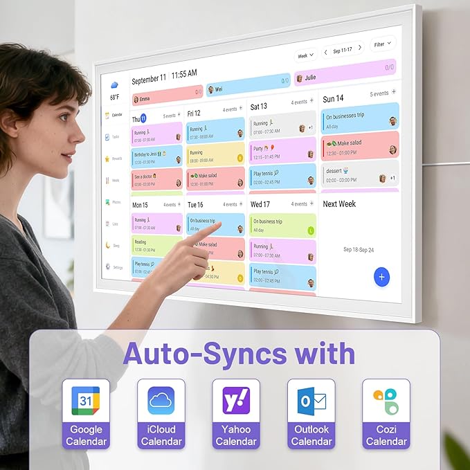 32 inch Smart Calendar Max, Digital Calendar & Chore Chart, Family Organizer with Interactive Touchscreen Display – Wall Mountable in Portrait or Landscape, Gifts for Women Men