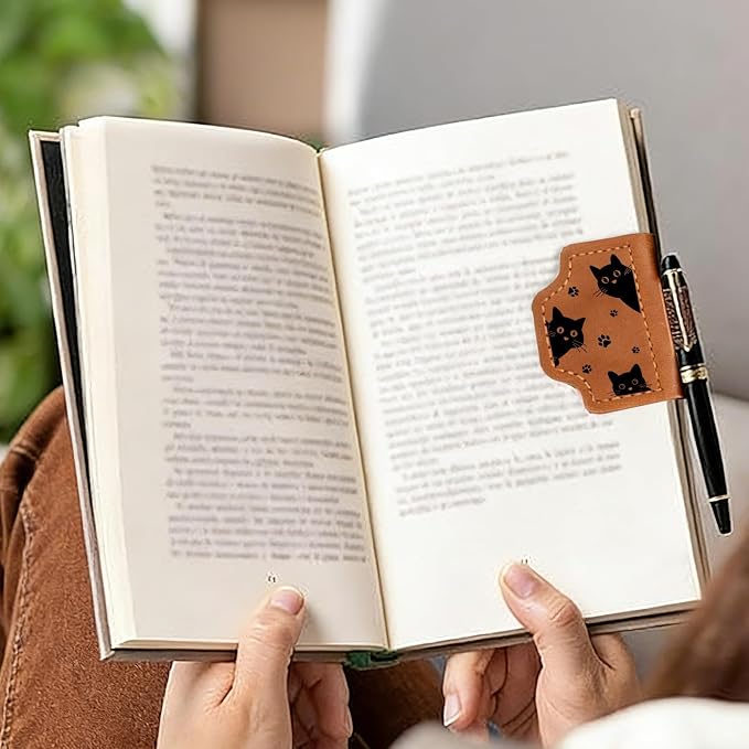 Cat Dad Fathers Day Gifts - Leather Bookmarks Cat Gifts for Men Women, Cute Bookmarks for Cat Lovers, Christmas Funny GIF ts for Book Lovers, Cat GIF ts for Cat Lovers, Bookish Reading Accessories