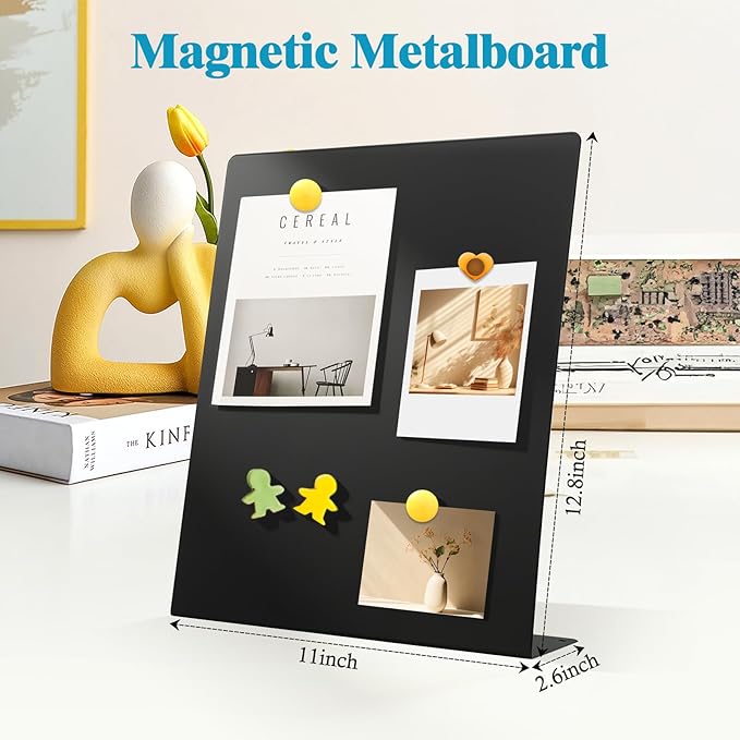 6 Pack Magnetic Board(12.6 x 11 Inch) - Standing Metal Magnetic Bulletin Board for Home,Kitchen,Office for Decor Desk & Wall for Memos, Photos & Documents